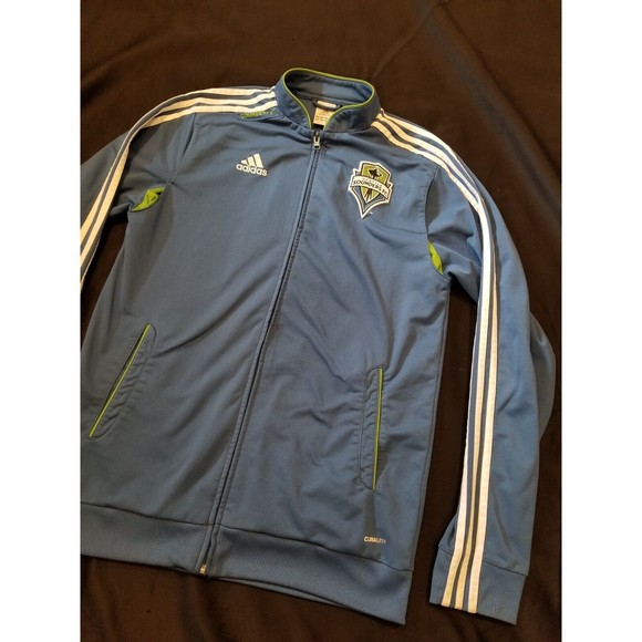 VTG ADIDAS Climalite SEATTLE SOUNDERS FC Training Zip Track Jacket Jersey Large - Picture 2 of 15